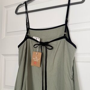 Velvet Sage Green Maxi Dress with Black Accents